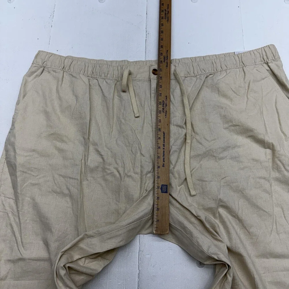 Oak Hill Pants Mens Big 60x30 5XL Beige Relaxed Fit Linen Chino Drawstring